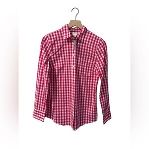 Women’s J. Crew Dark Pink and White Checkered Button Down Shirt
